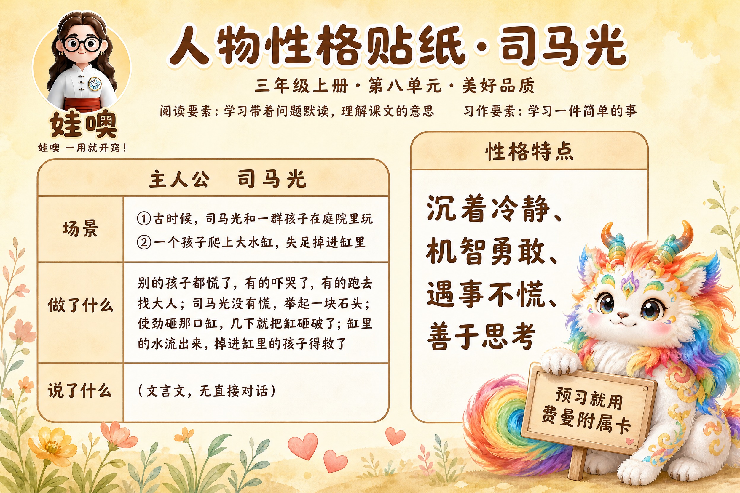 参考图1的版式骨架和暖色调水彩手绘风格，生成A4横版「司马光」… - 图片创意预览