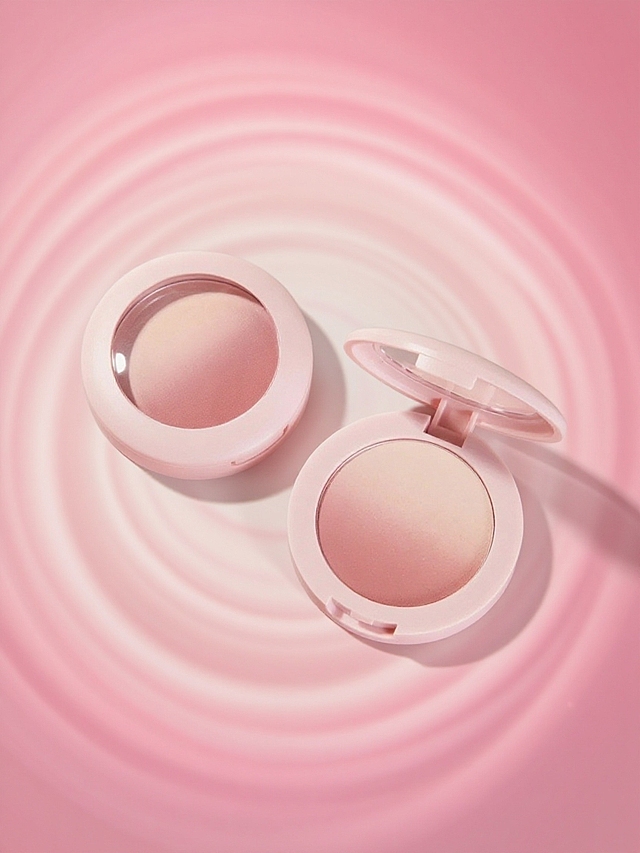 柔和粉色渐变背景，带有一圈圈扩散的粉质