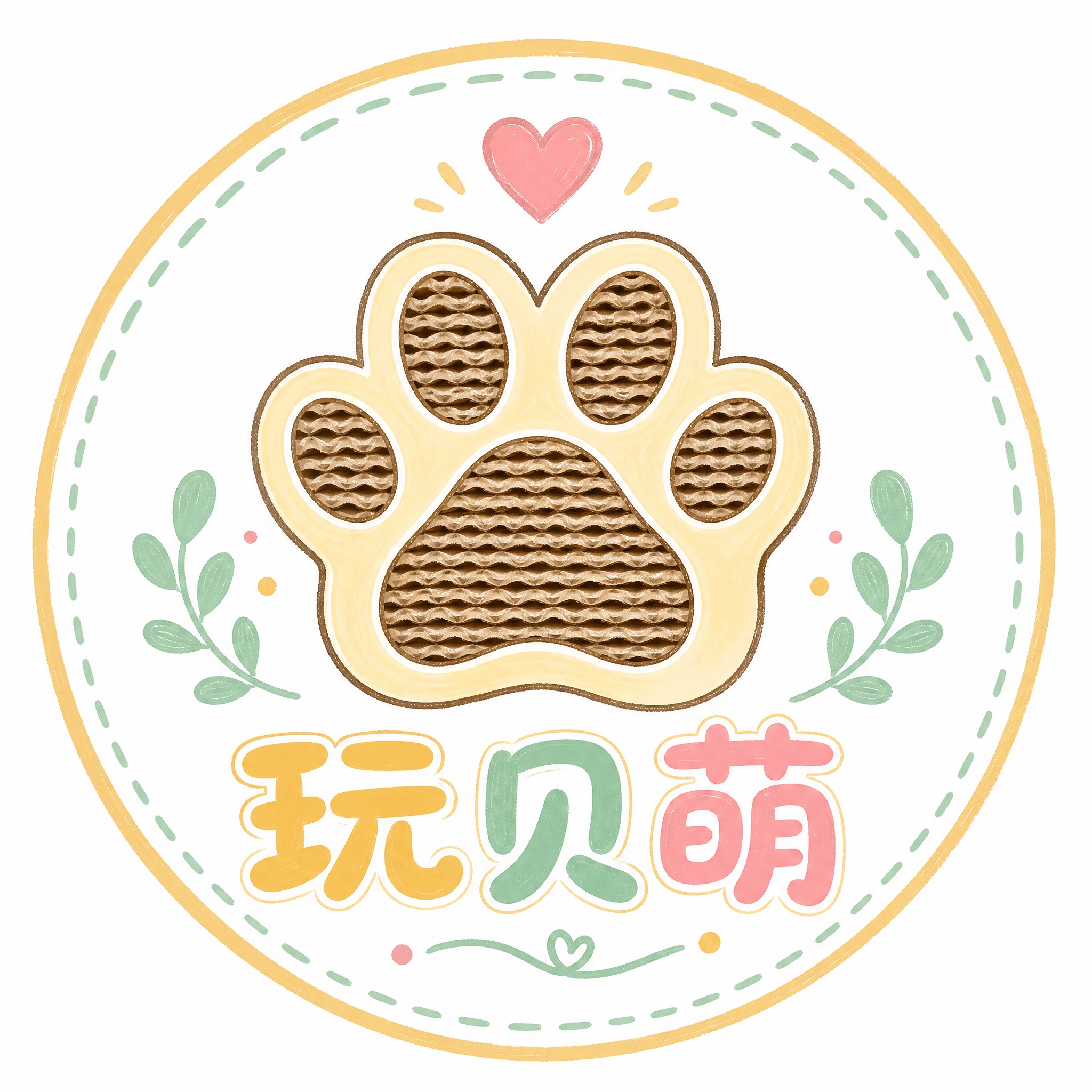 品牌Logo设计，品牌名称为"玩贝萌"，宠物行业猫抓板类目，图… - 图片创意预览