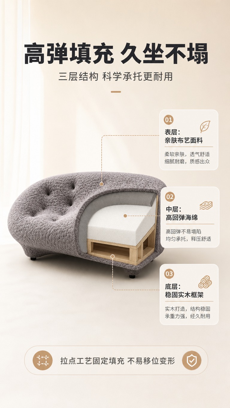 [商品] 使用【图1】灰色布艺贝壳沙发（LK-WH10AD）；… - 图片创意预览