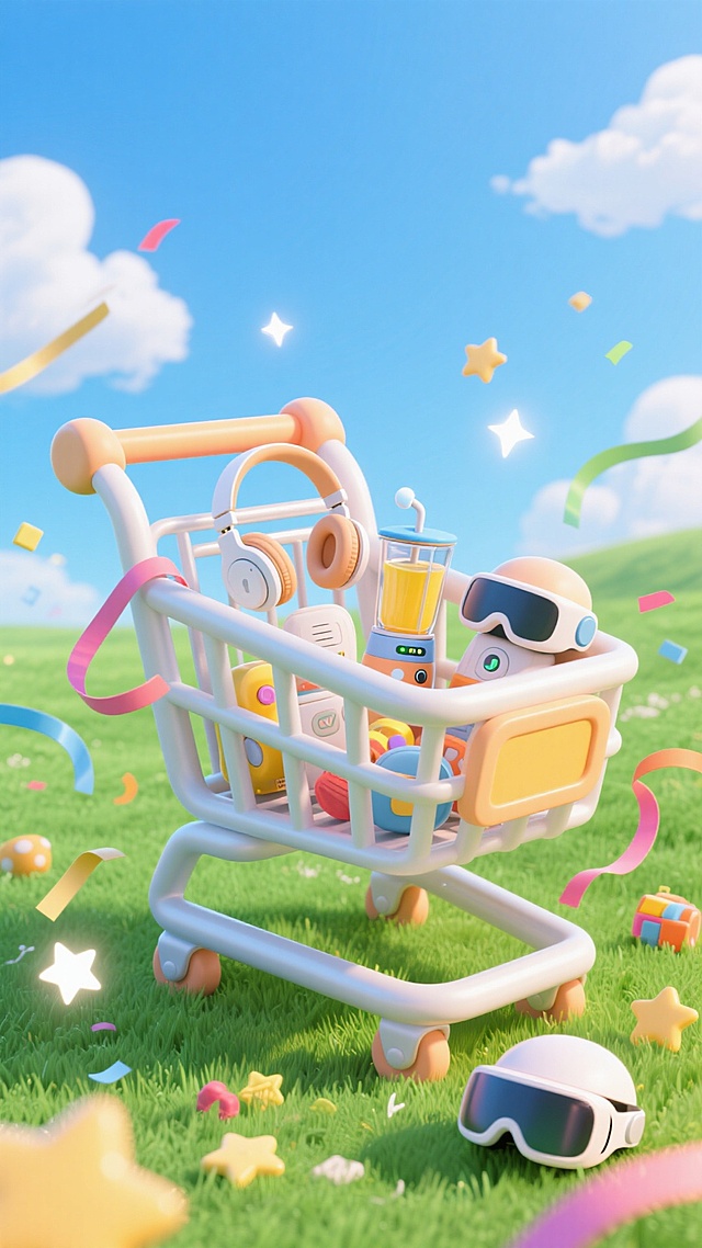 草地、购物车、促销