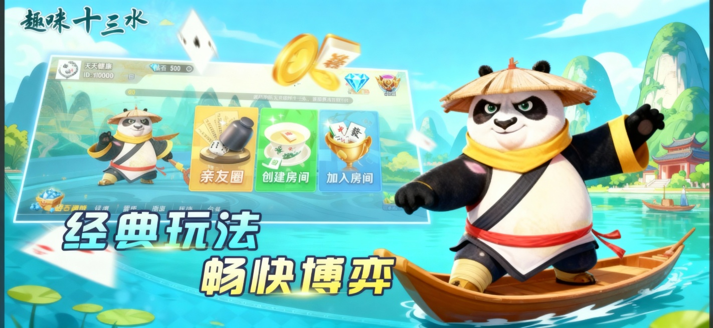 再生成5张，背景卡通山水与熊猫主题相关为主预览效果