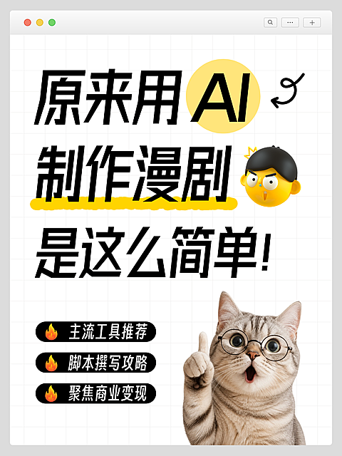 简约爆款AI漫剧攻略设计感封面分享大字小红书封面配图