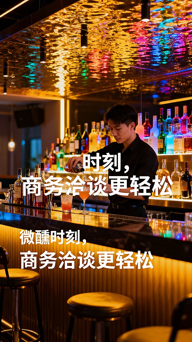 我们是做商务娱乐KTV的，生成50张商务KTV的图文，图文不要带二维码、联系方式、地址，图片可以加一点文案进去，能吸引客户的文案