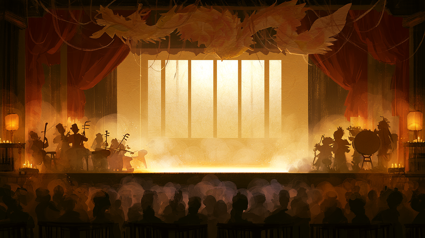Ancient Chinese opera stage at… - 图片创意预览