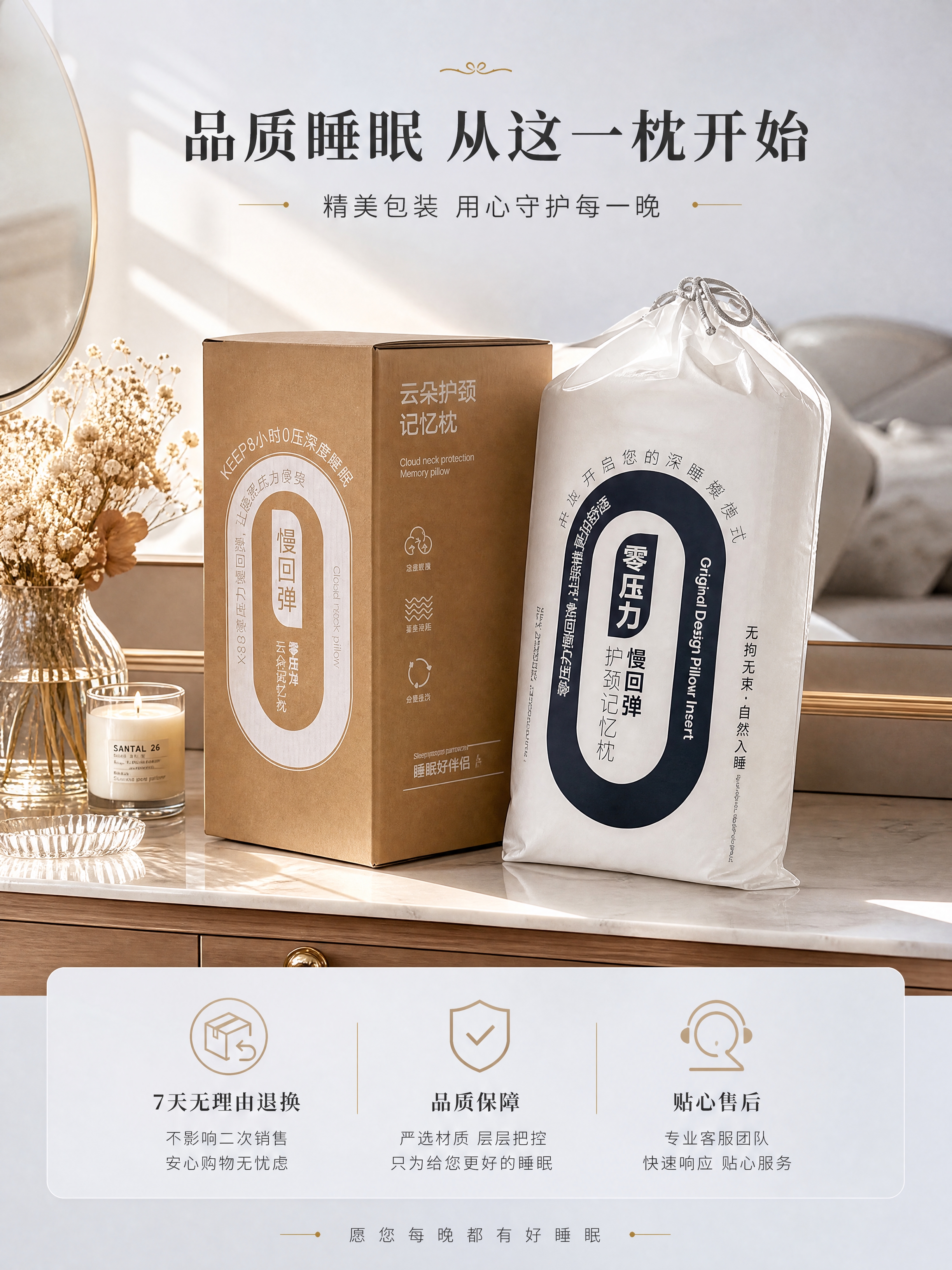[商品] 使用【图6】记忆枕包装及【图7】枕头产品；保留牛皮纸… - 图片创意预览