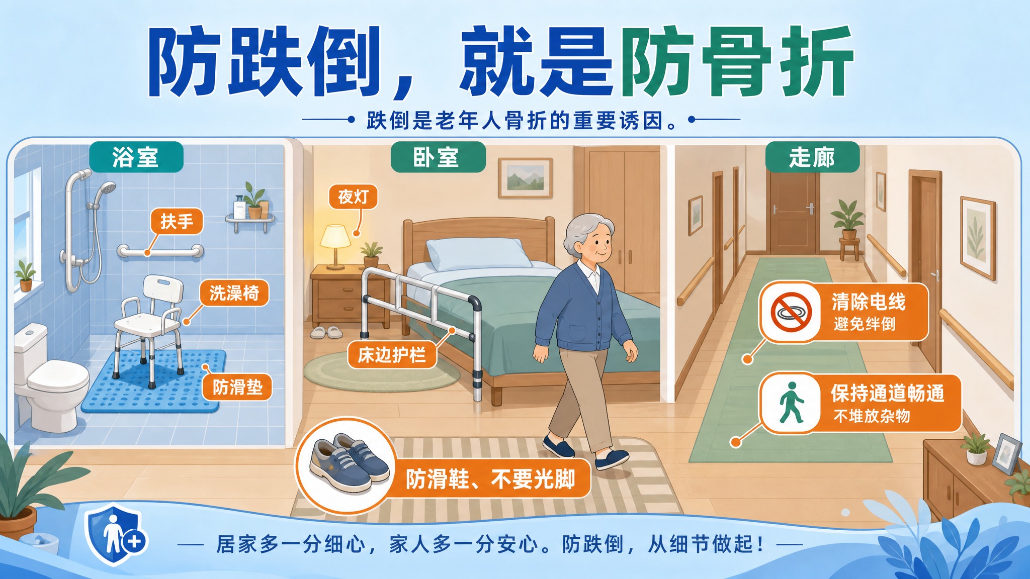 生成一张16:9横版健康科普插画（扁平医疗插画风格，淡蓝背景，… - 图片创意预览