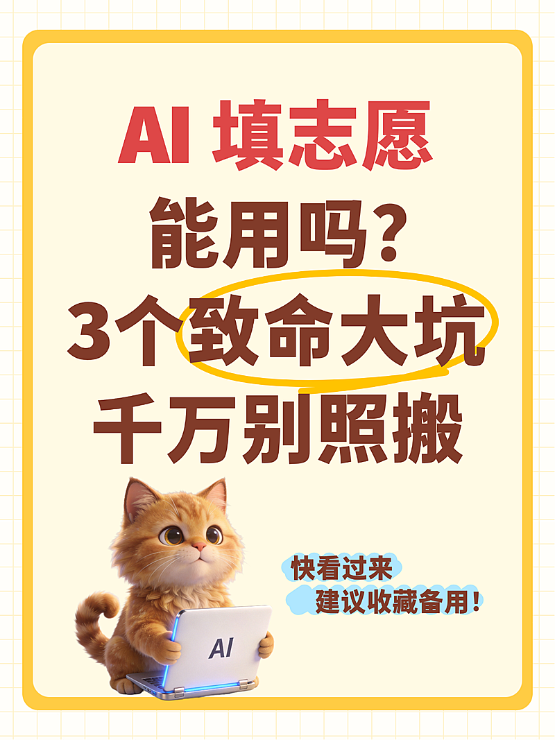 高考AI填志愿避坑指南分享简约猫咪小红书封面