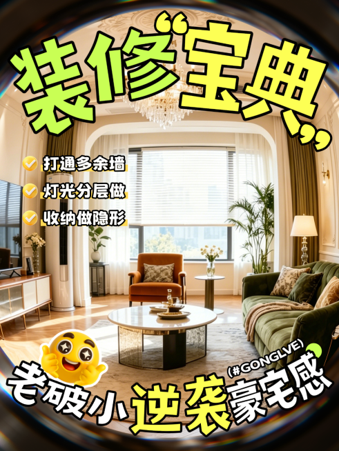 装修攻略家居新老房改造指南秘籍客厅旧改房子小红书封面预览效果