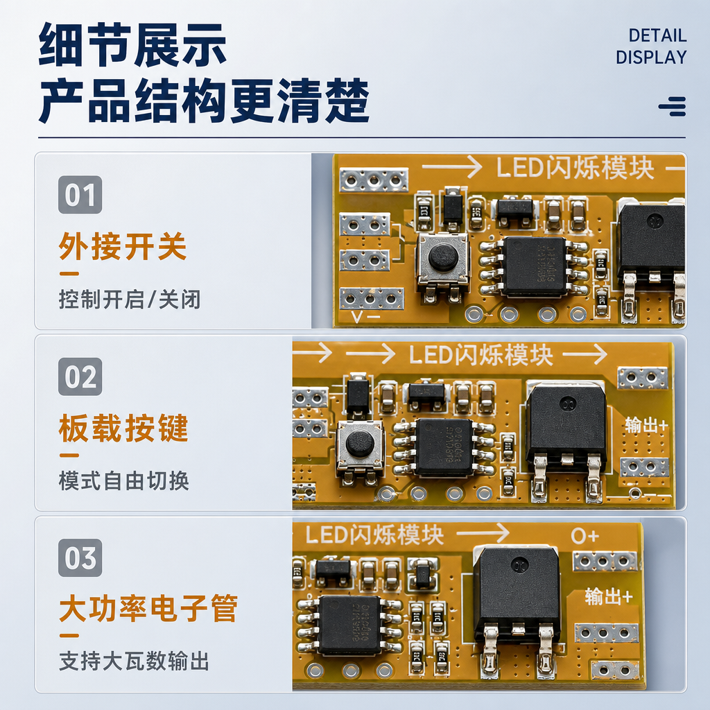 [商品] 使用【图6】产品细节展示拼图；保留外接开关焊盘、板载… - 图片创意预览
