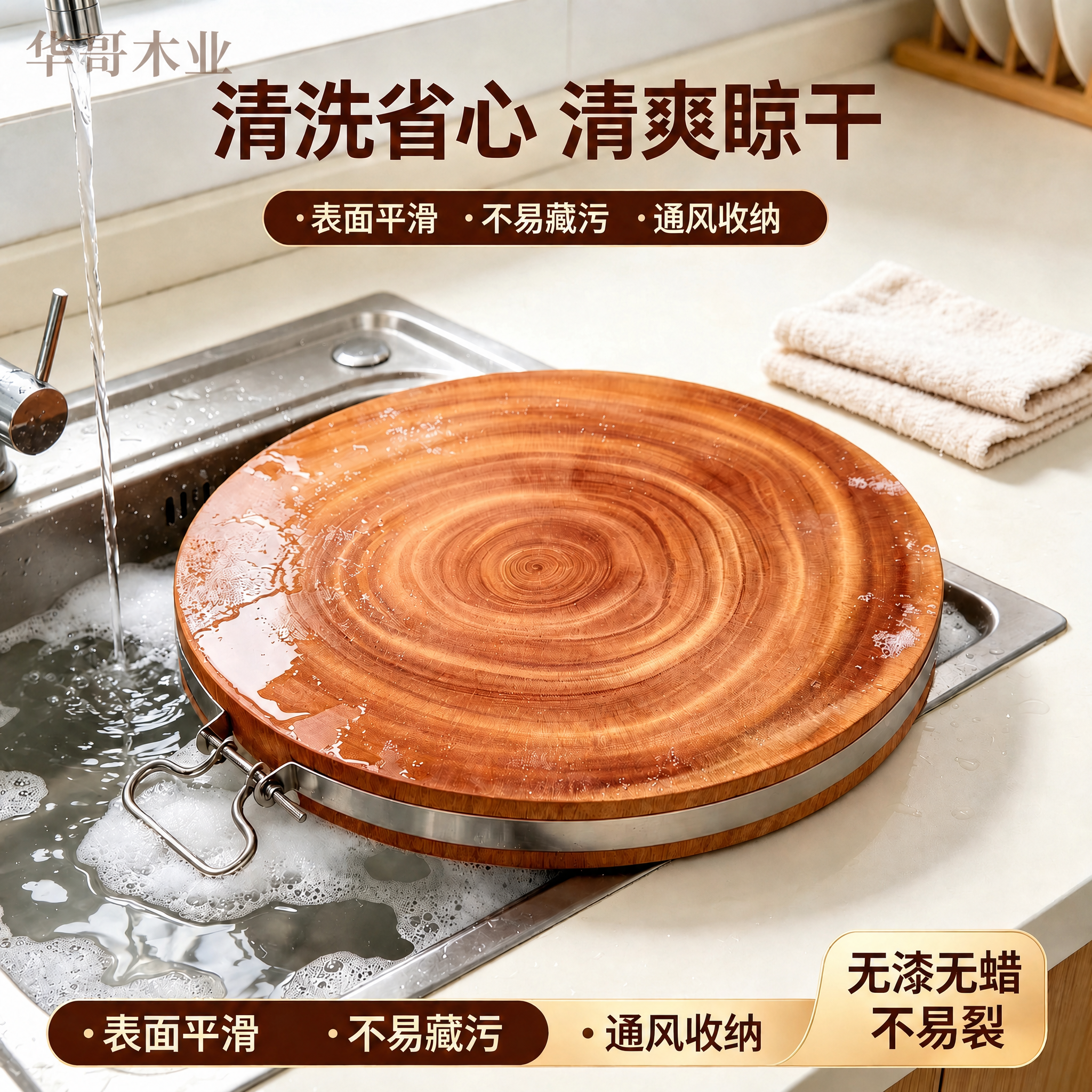 在画面左上角添加“华哥木业”半透明水印Logo，字体为稳重的深… - 图片创意预览