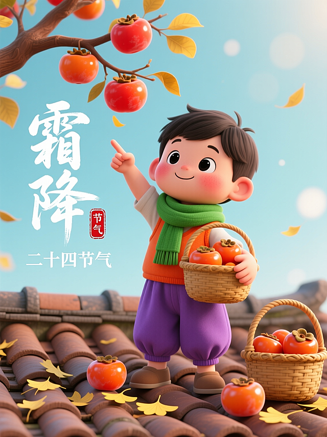 海报设计，节气海报设计，节气霜降海报设计，霜降海报设计，二十四节气海报，二十四节气，霜降，霜降海报