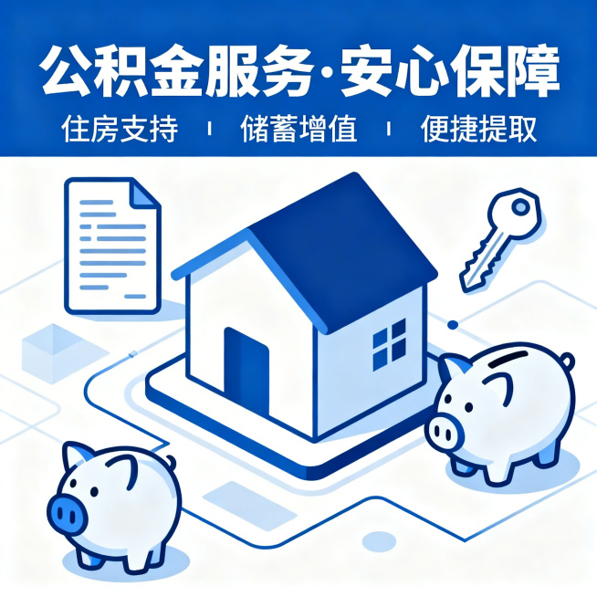 公积金相关创意设计图片，展示公积金相关的概念元素，风格简洁清晰，适合金融主题展示预览效果