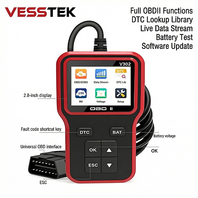 左上角清晰放置品牌标识 VESSTEK，字体醒目不压产品，右上角写卖点特色