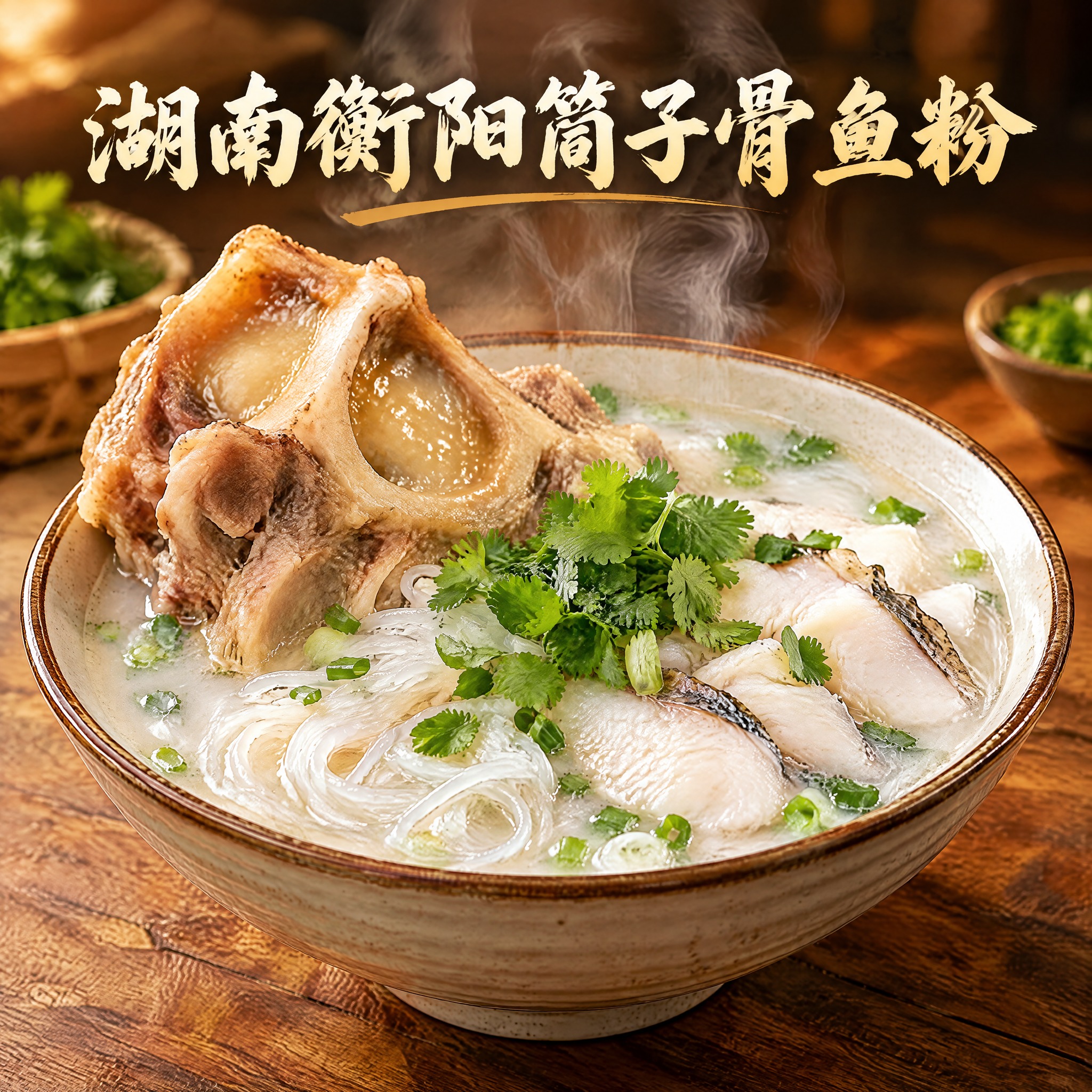 湖南衡阳筒子骨鱼粉店铺头像设计，800x800正方形构图。画面… - 图片创意预览