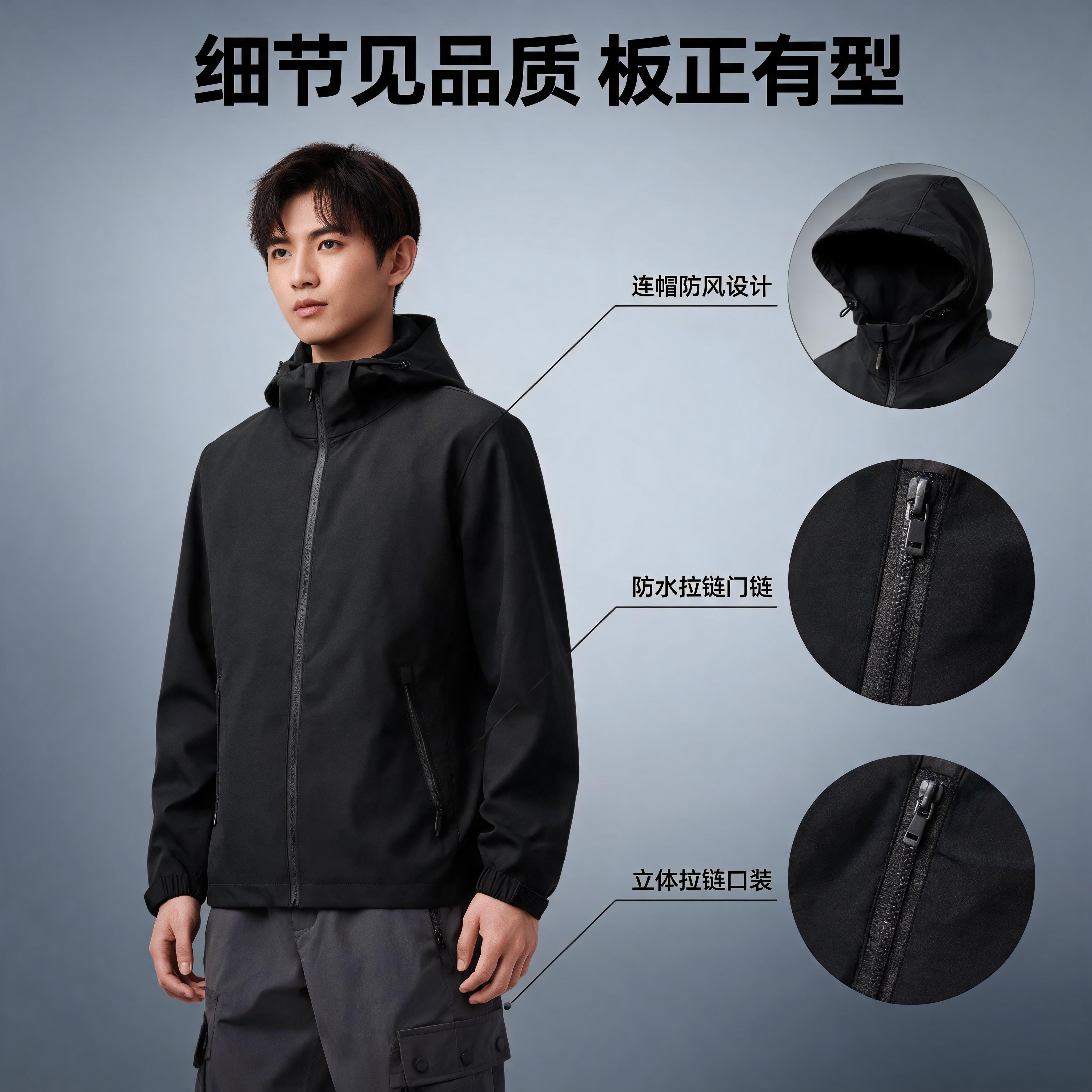 [主图-4] 阿卡克三防冲锋夹克细节特写展示图。 [氛围风格]… - 图片创意预览