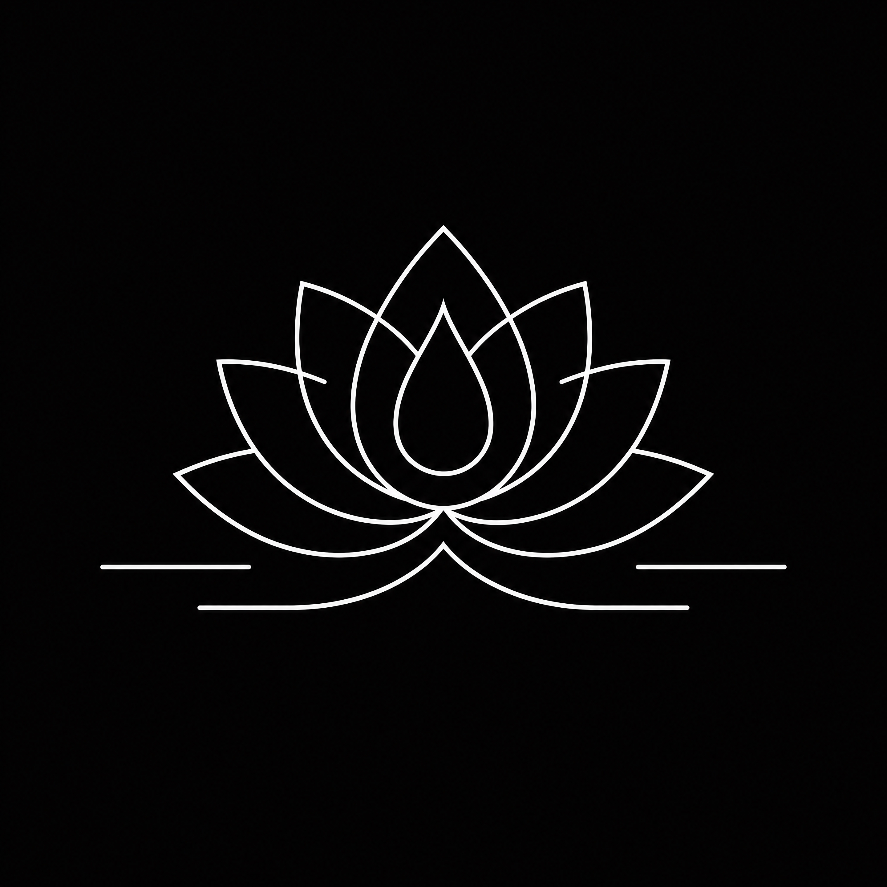提取图中下方的极简线条莲花图案（包含莲花线条造型和下方的横线装… - 图片创意预览