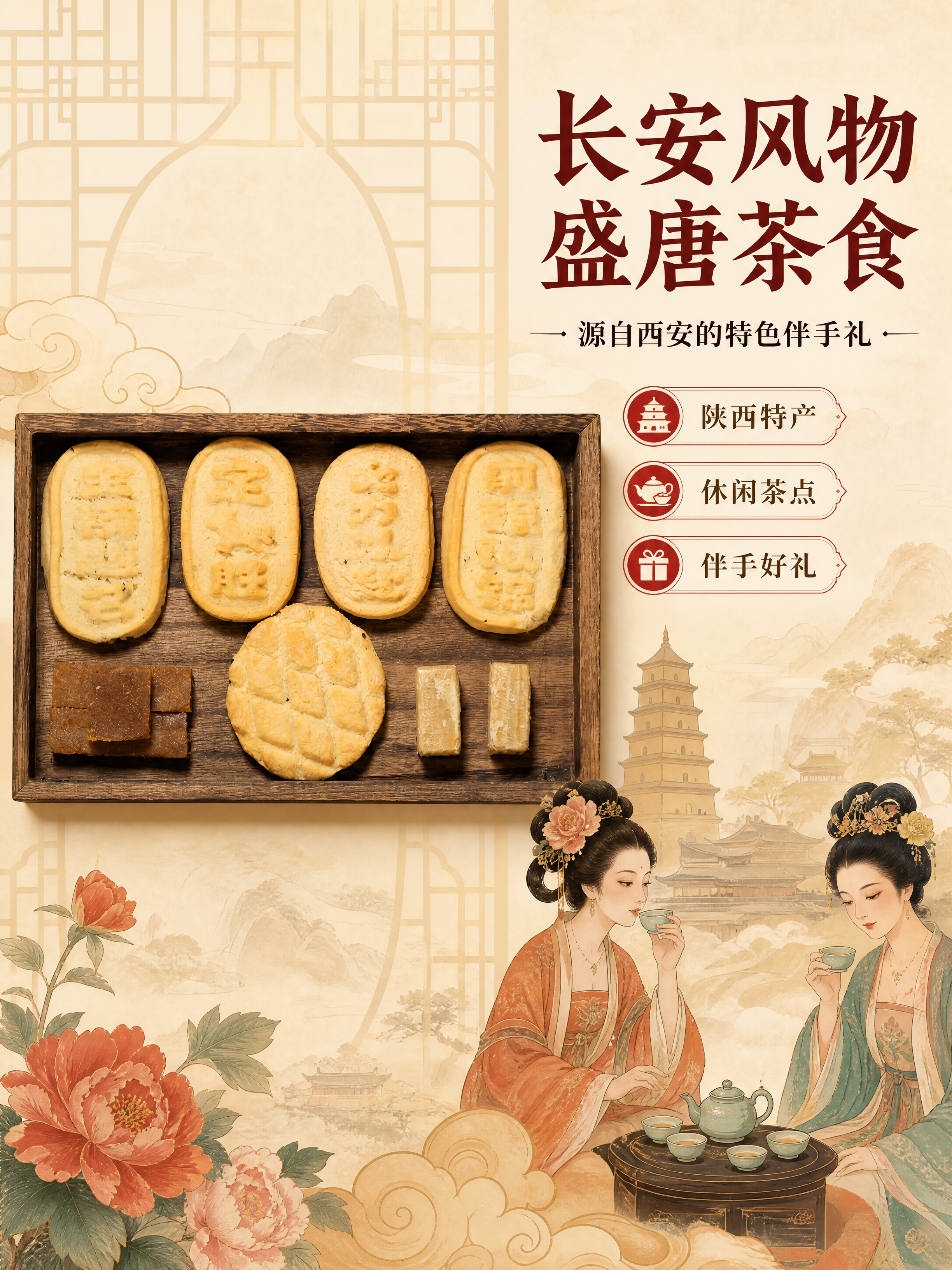 [商品] 使用【图10】木托盘内多种糕点组合全家福；保留所有糕… - 图片创意预览