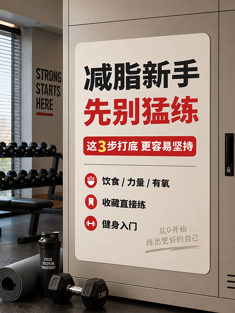 减脂新手入门攻略分享健身房实景风小红书封面