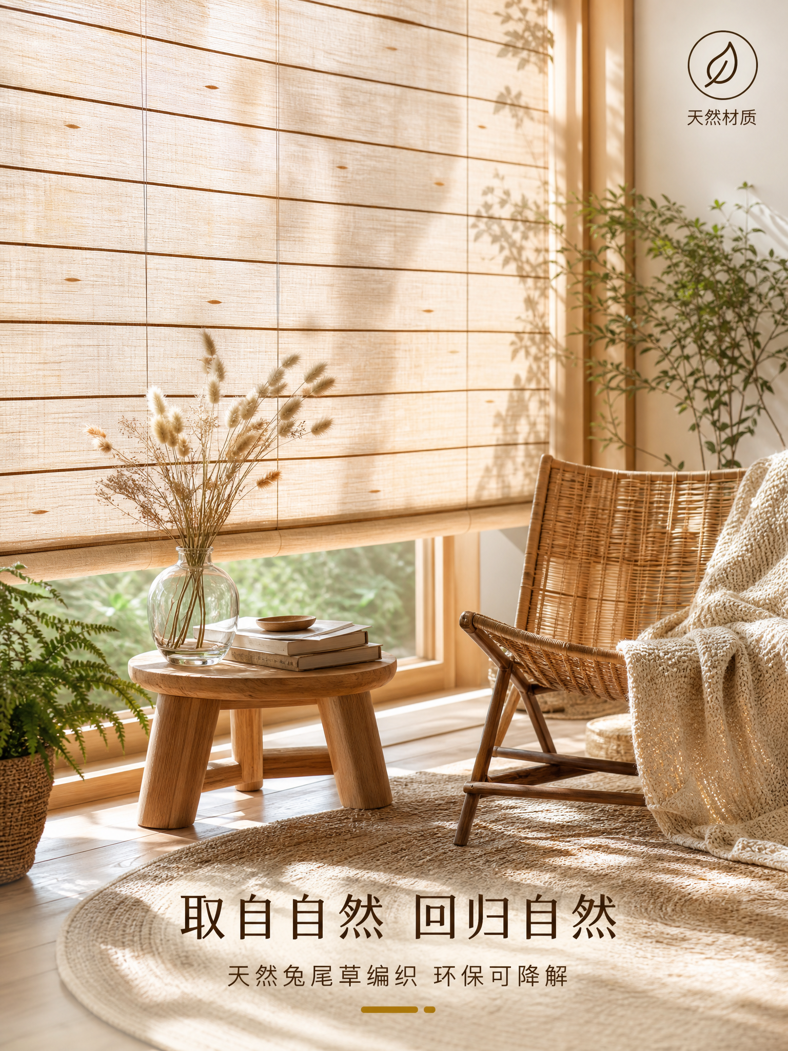 [主图-6] 环保理念与生活方式场景图，强化天然兔尾草植物编织… - 图片创意预览