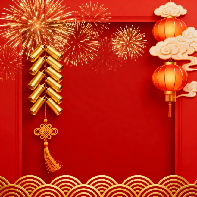 帮我生成关于类似该图的年货节氛围边框，分别生成5张不一样的；比例要求1440x1440预览效果