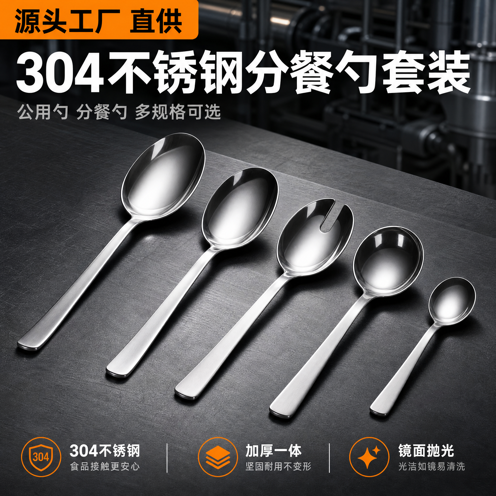 [主图-1] 304不锈钢分餐勺公用勺套装 首图产品识别与购买… - 图片创意预览