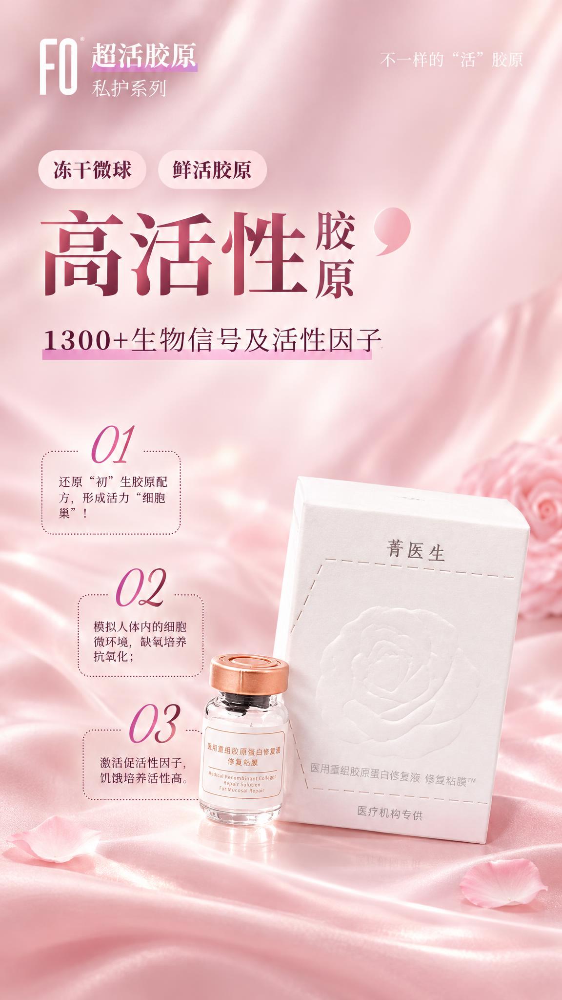 参考图4的文案和版式，将产品替换为菁医生医用重组胶原蛋白修复液… - 图片创意预览