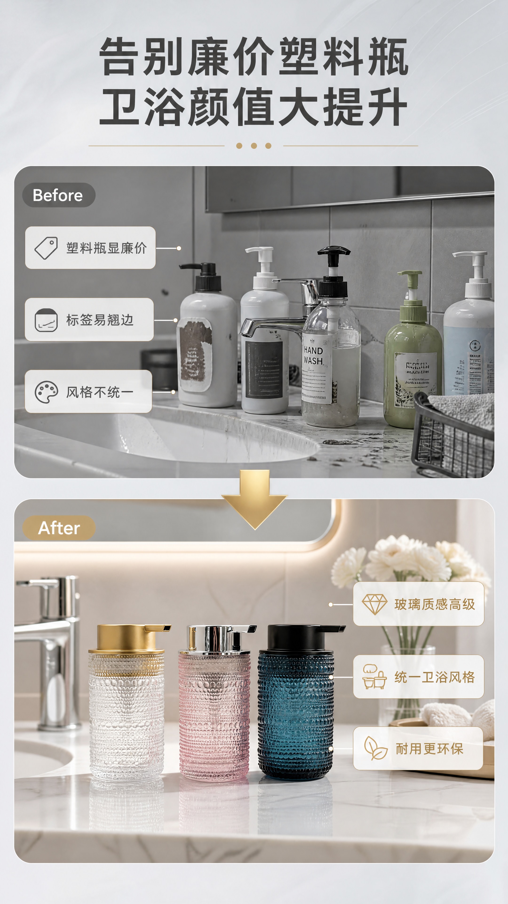 [商品] 使用【图1】【图2】三款浮雕玻璃按压分装瓶；保留三款… - 图片创意预览