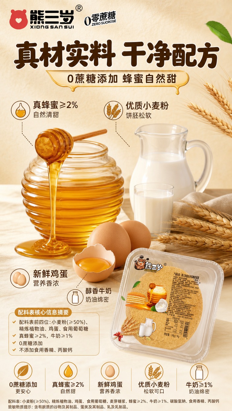 [商品] 使用【图1】【图4】熊三岁提拉米苏包装图；保留配料表… - 图片创意预览