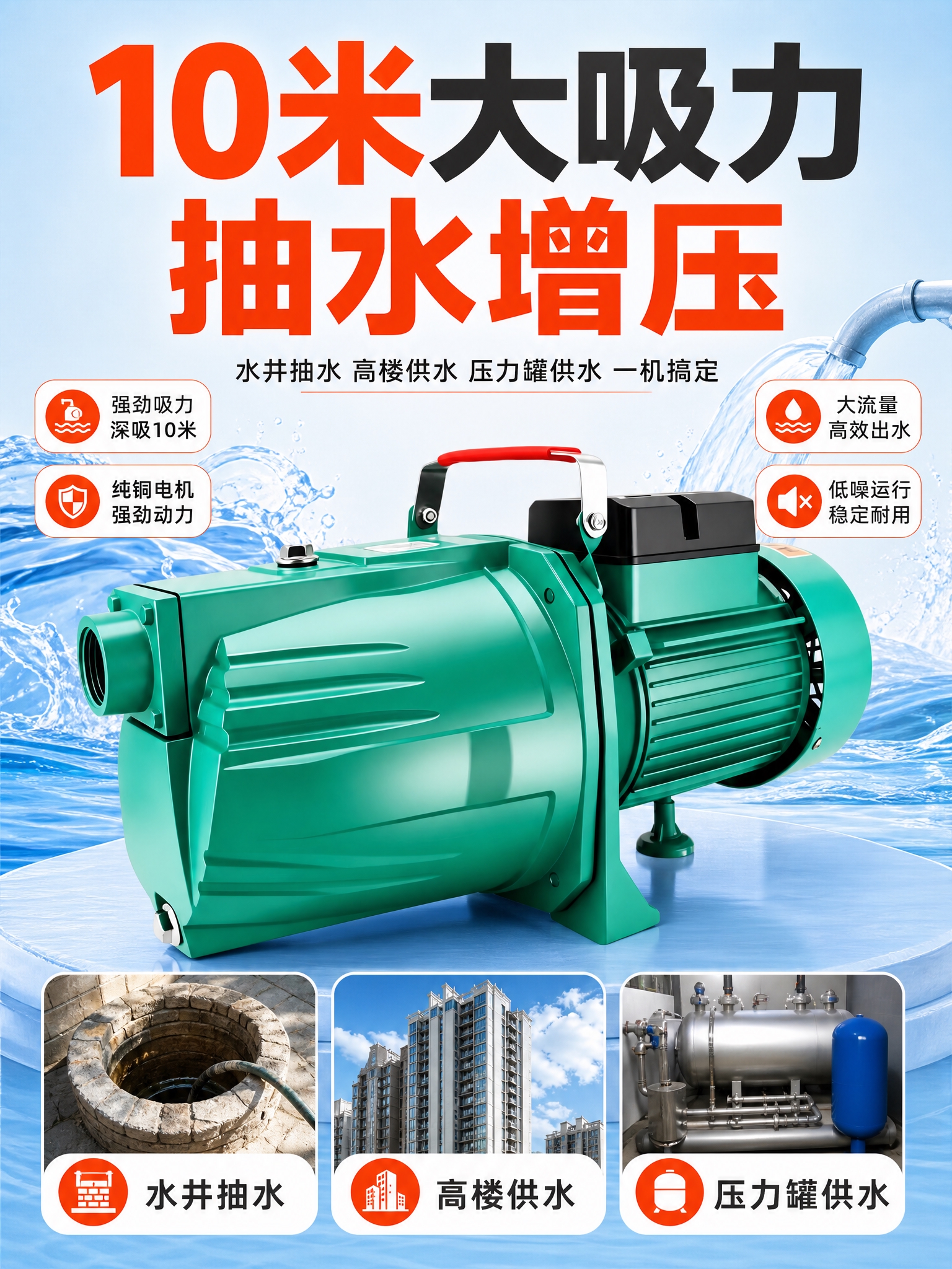 [商品] 使用【图1】绿色自吸喷射泵；保留泵体绿色外壳、红色提… - 图片创意预览