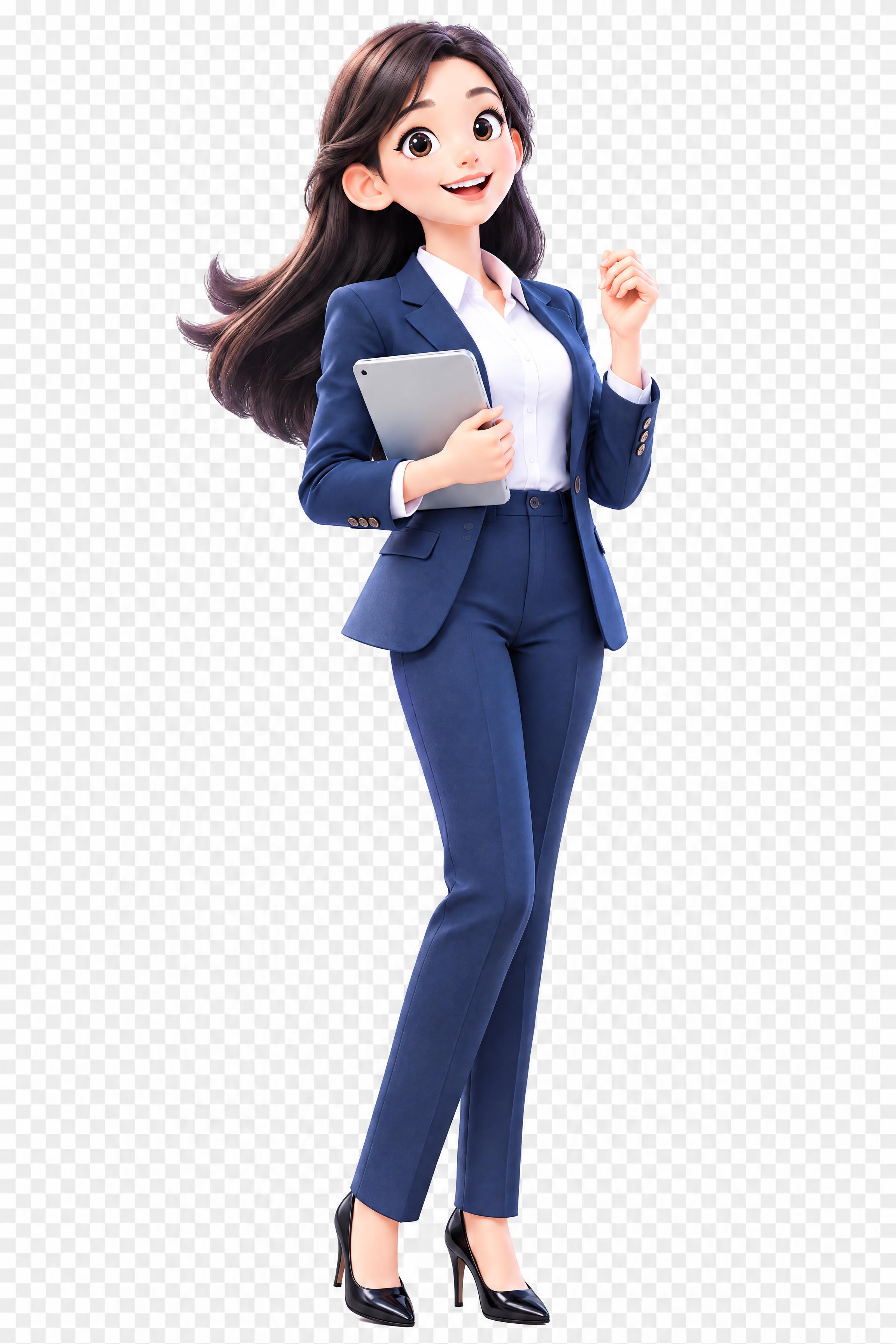 以图中这位职业女性为原型，生成全身照，保持完全相同的面部特征、… - 图片创意预览