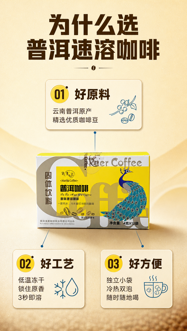 [商品] 使用【图1】漫崖普洱咖啡原味速溶咖啡盒装；保留包装盒… - 图片创意预览