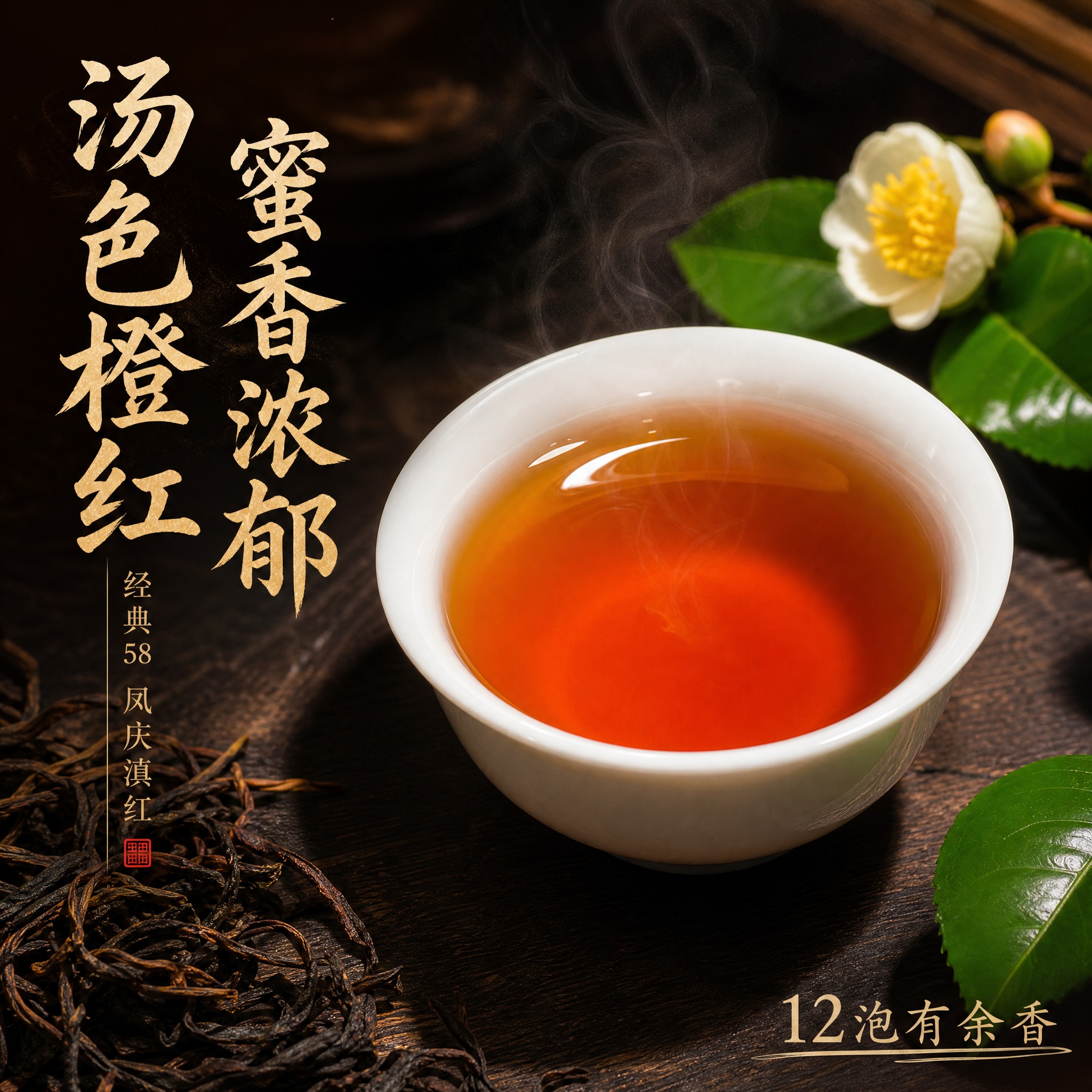 [主图-3] 凤庆滇红经典58红茶 茶汤细节与香气展示 白瓷品… - 图片创意预览