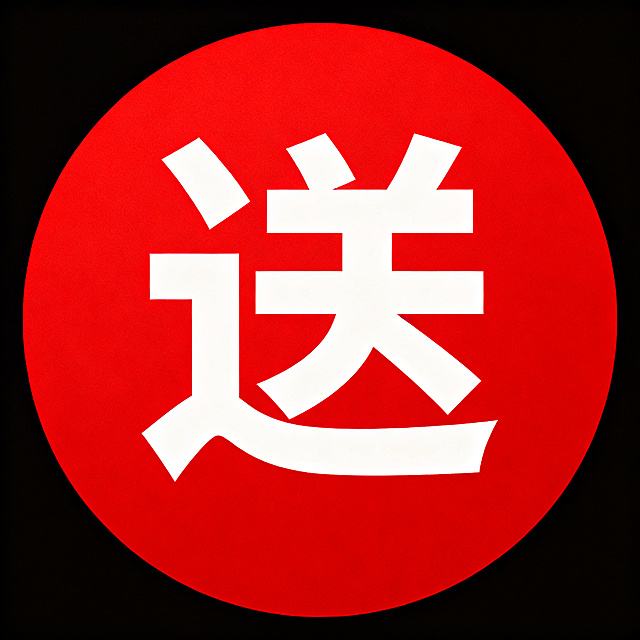 圆形红底白字，仅显示一个“送”字，字体清晰醒目