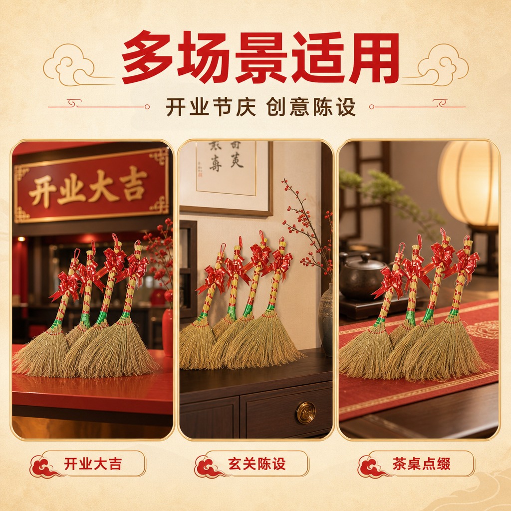 [商品] 使用【图4】四支小扫把斜款捆红绳组合图；保留每支扫把… - 图片创意预览