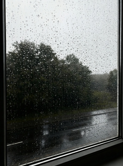 强化玻璃上的雨滴质感，呈现清晰的雨珠形态预览效果