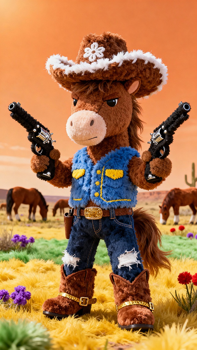 当马儿化身为西部牛仔，超酷十足，萌趣可爱。