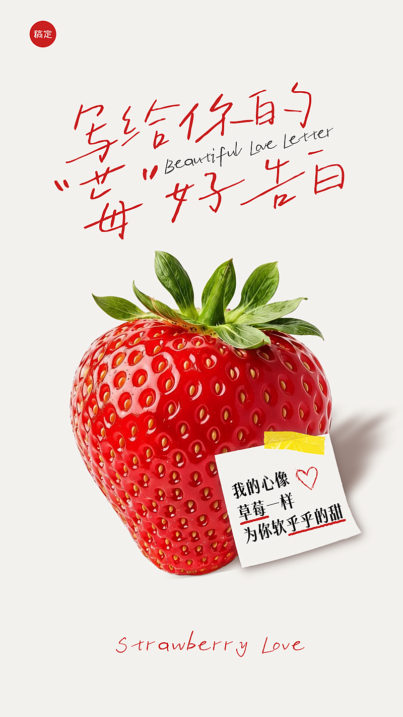520情人节谐音莓好告白搭配手账情书祝福海报