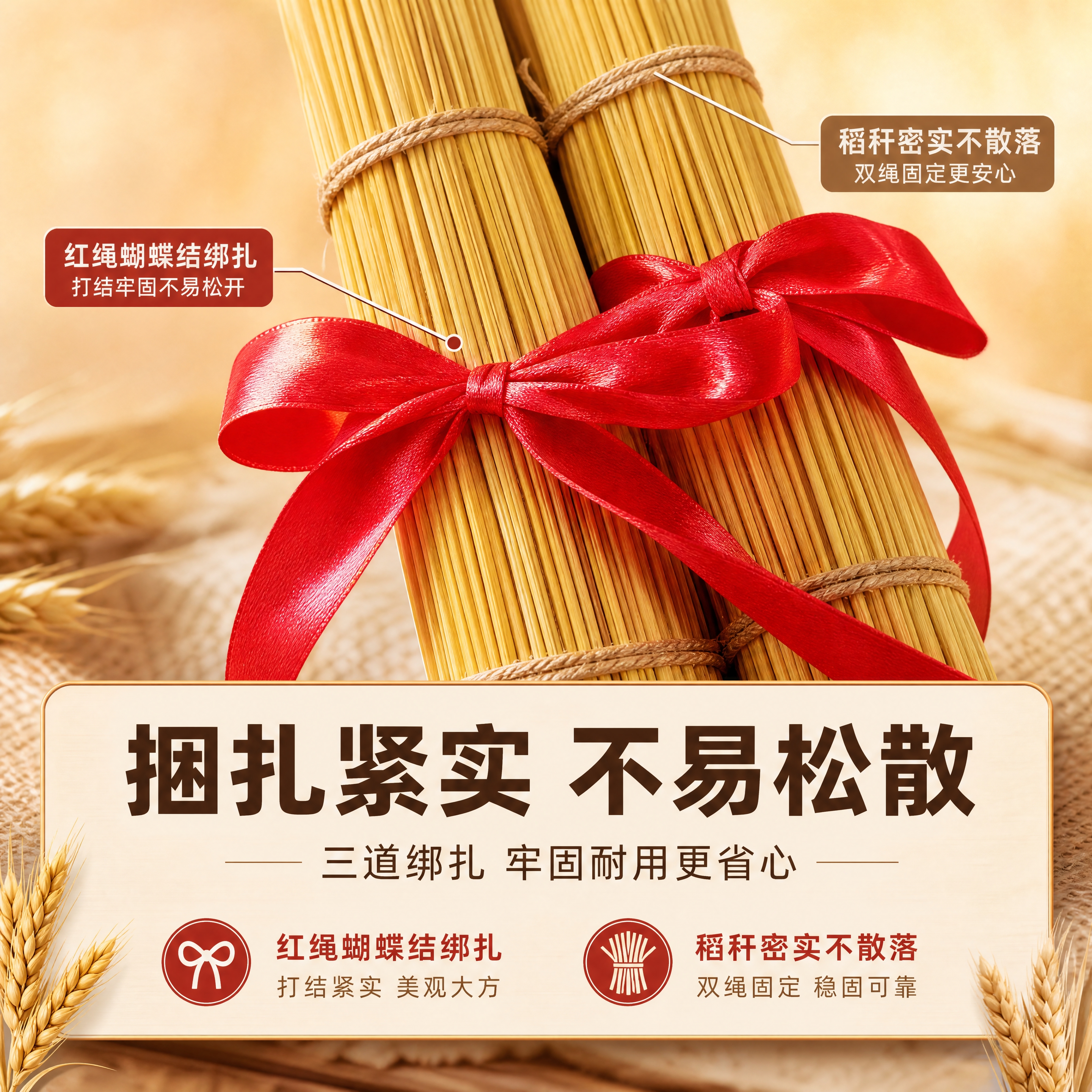 [商品] 使用【图3】去尾稻草捆红绳装饰挂件中部捆扎特写；保留… - 图片创意预览