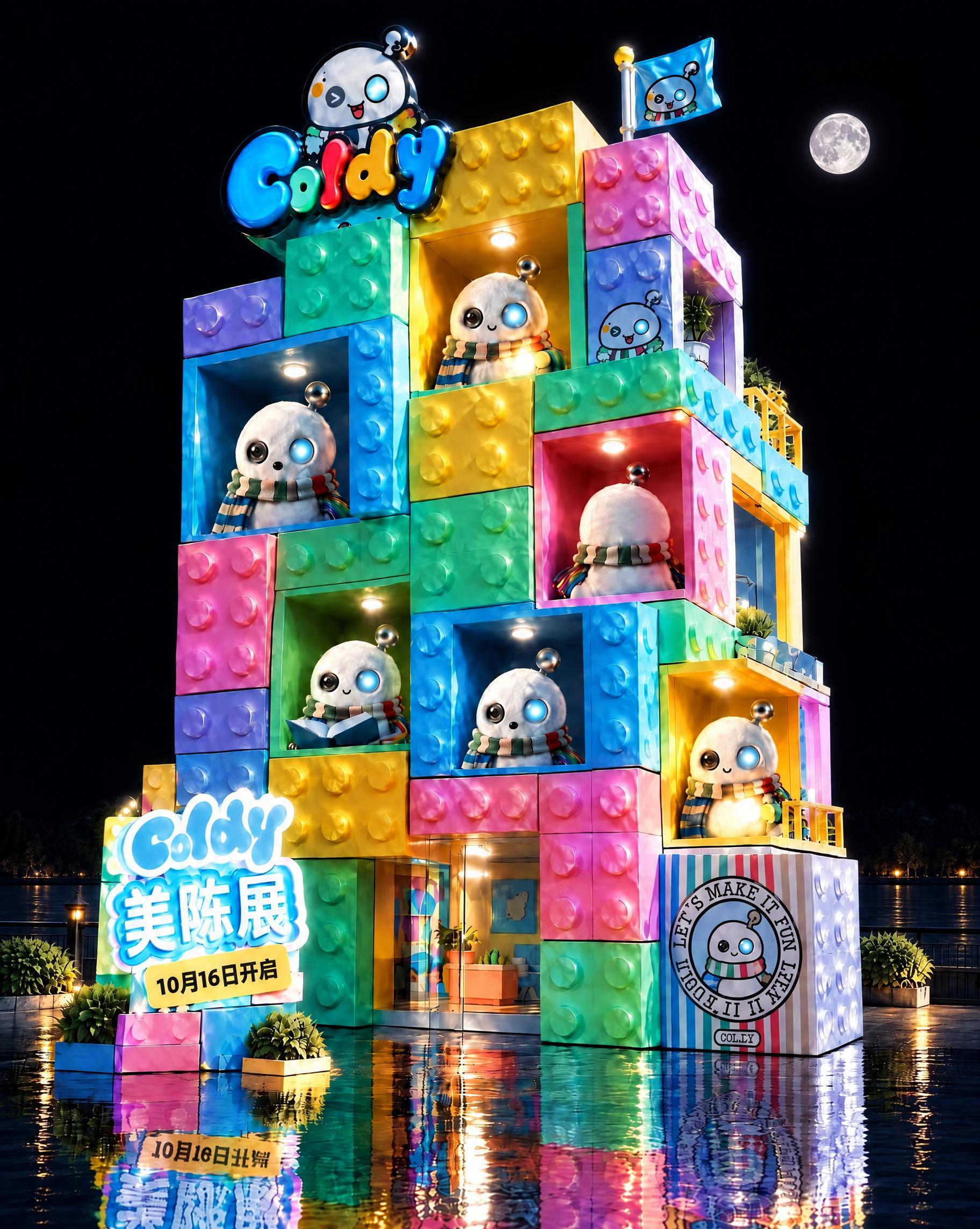 删除背景天空中的所有云彩，将天空改为纯净的深黑色夜空，保留月亮… - 图片创意预览