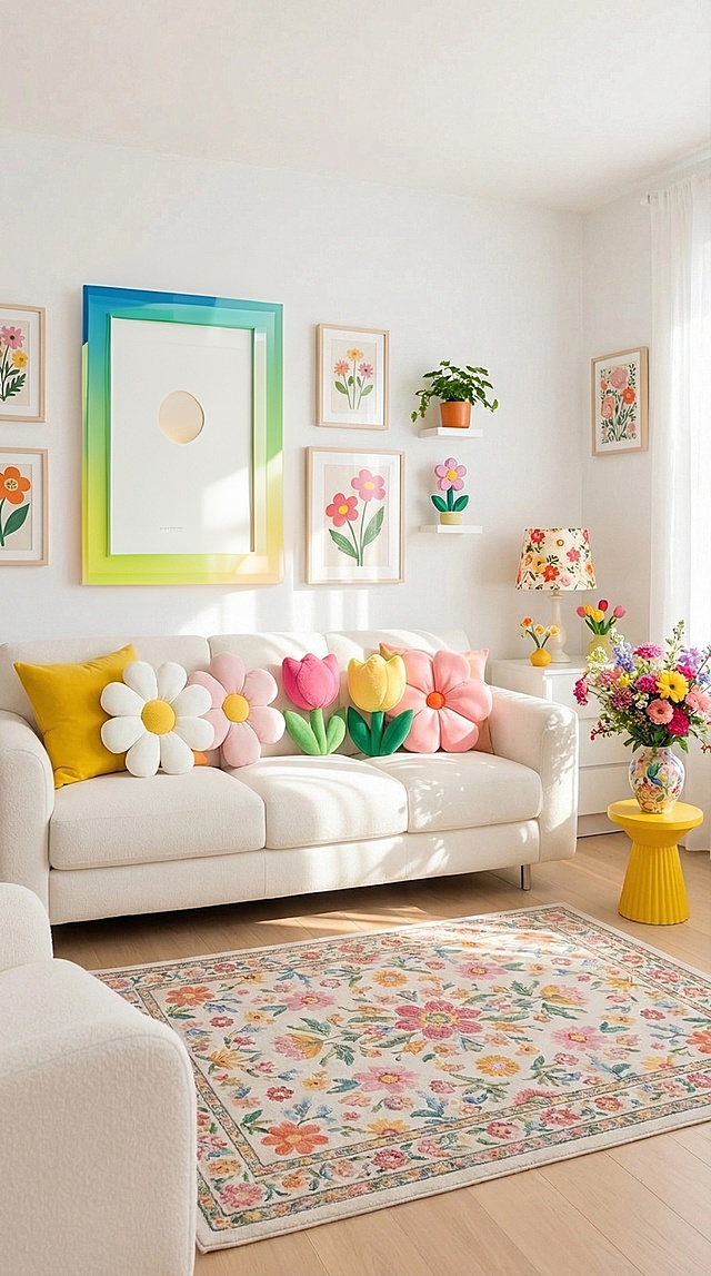 Create a brightly colored, long, 9:16 aspect ratio wall-mounted picture frame.