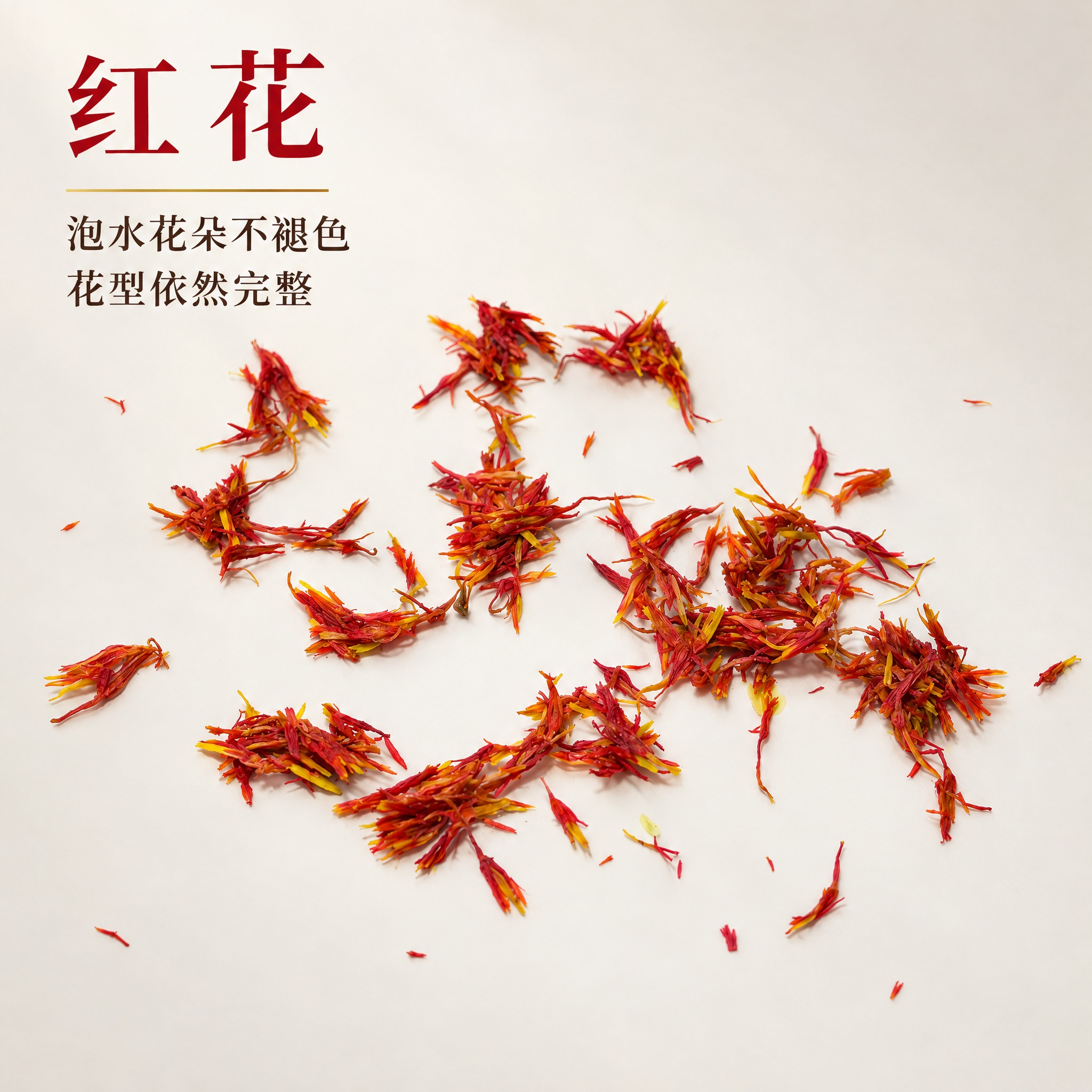 基于上传的红花素材进行主图创作，严格使用上传素材，完整保留原图… - 图片创意预览