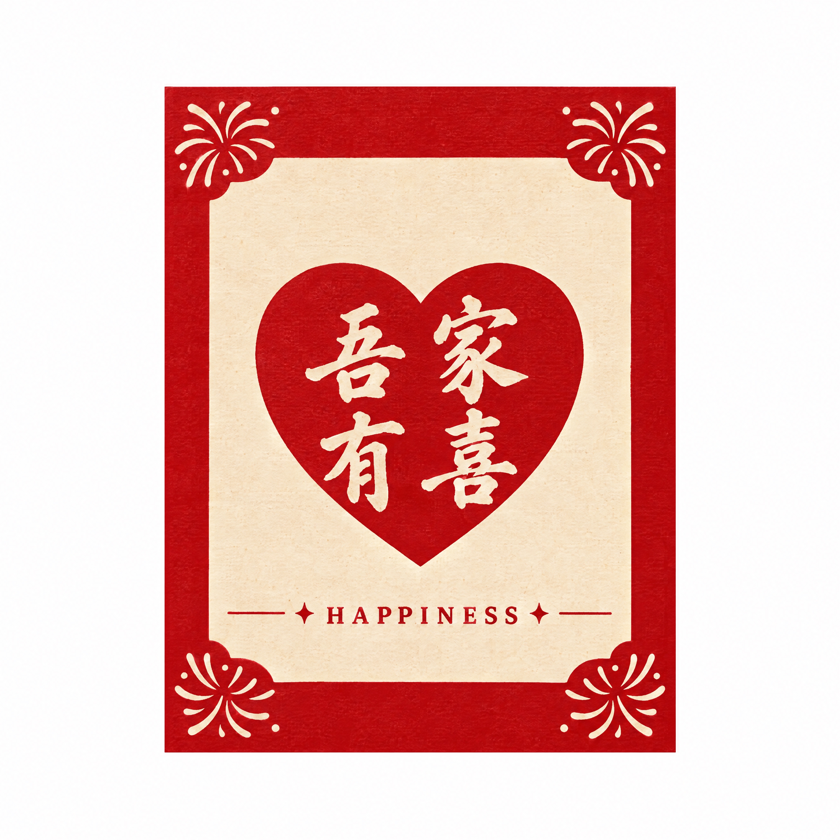 从参考图中抠出第二排中间罐身上的“吾家有喜”心形贴纸，严格保持… - 图片创意预览