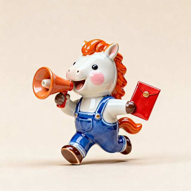 马年创意陶瓷素材·喜庆感小马人