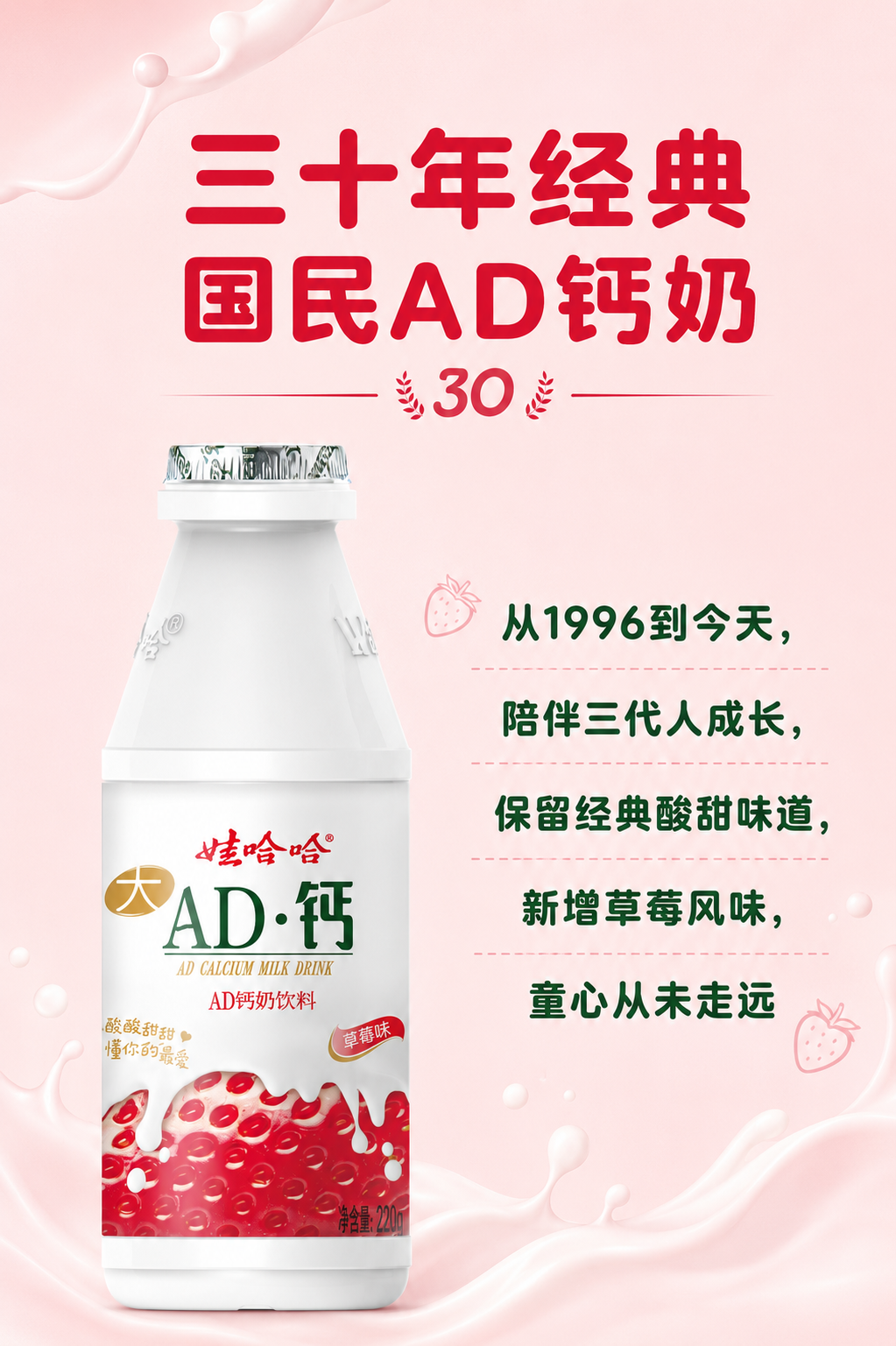 [第2屏] 娃哈哈AD钙奶30周年品牌介绍。 [氛围/风格]… - 图片创意预览