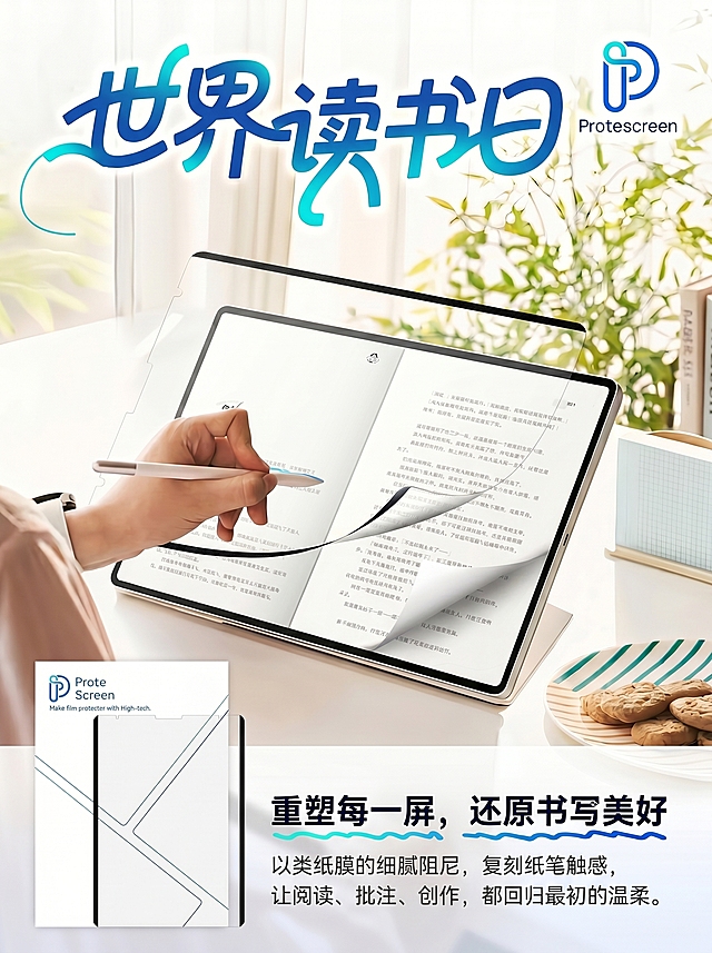 将这张类纸膜产品海报改成小红书适配的3:4竖版，保证画面内容完整清晰，符合小红书发布规范，达到不会限流的要求