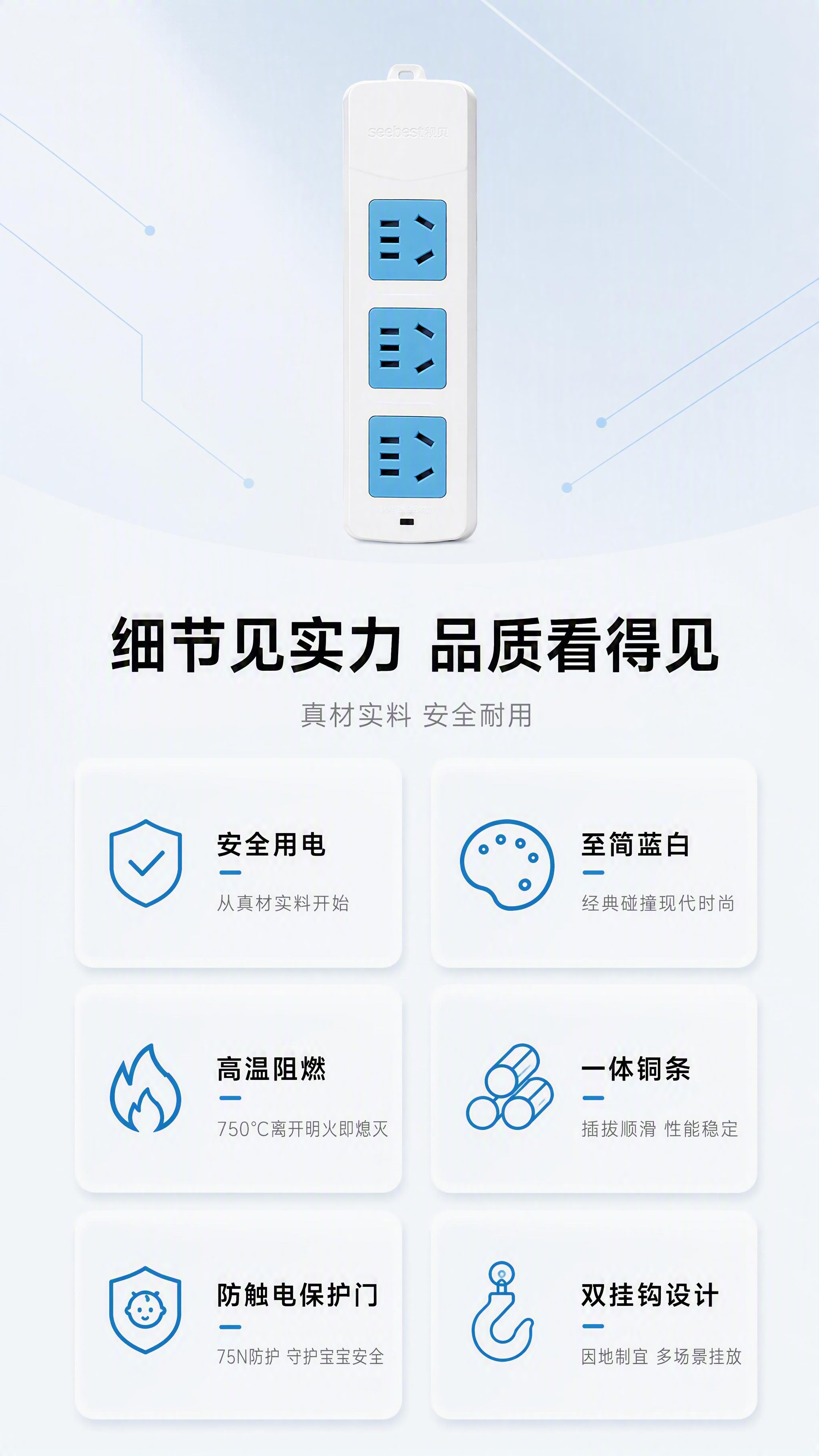 [第3张] 详情页核心卖点总览-视贝A03W(X)排插六大核心… - 图片创意预览