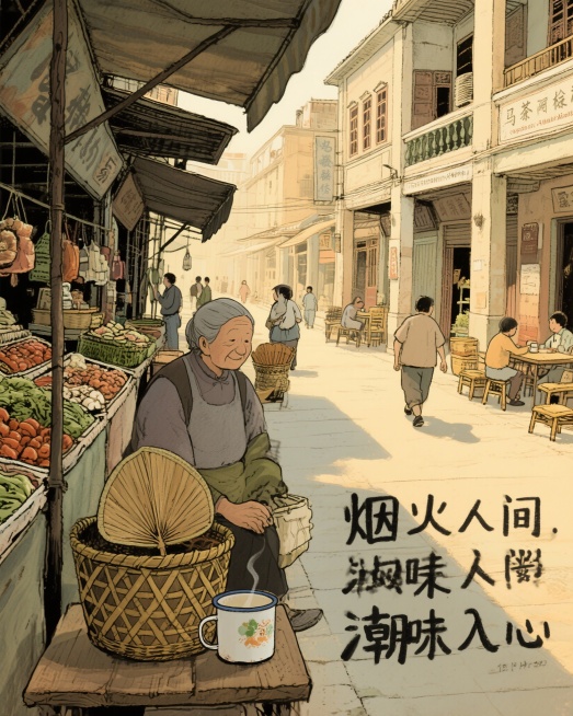 帮我设计四张跟汕头有关的宣传图片，每一张图片配上设计思路文字预览效果