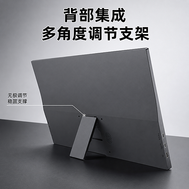 使用电商主图技能生成12张比例1:1的电商主图，适配平台为京东，商品为「图片1」「图片1」「图片1」「图片1」「图片1」「图片1」，商品卖点为参考同行热卖的15.6寸便携显示器，其他要求为注意：背部支架多角度可调节 不带皮套 不接外部支架 产品外观请严格遵循上传的图片！