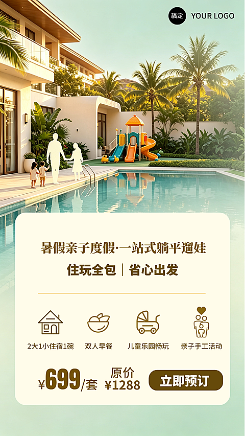 亲子度假酒店套餐推广海报